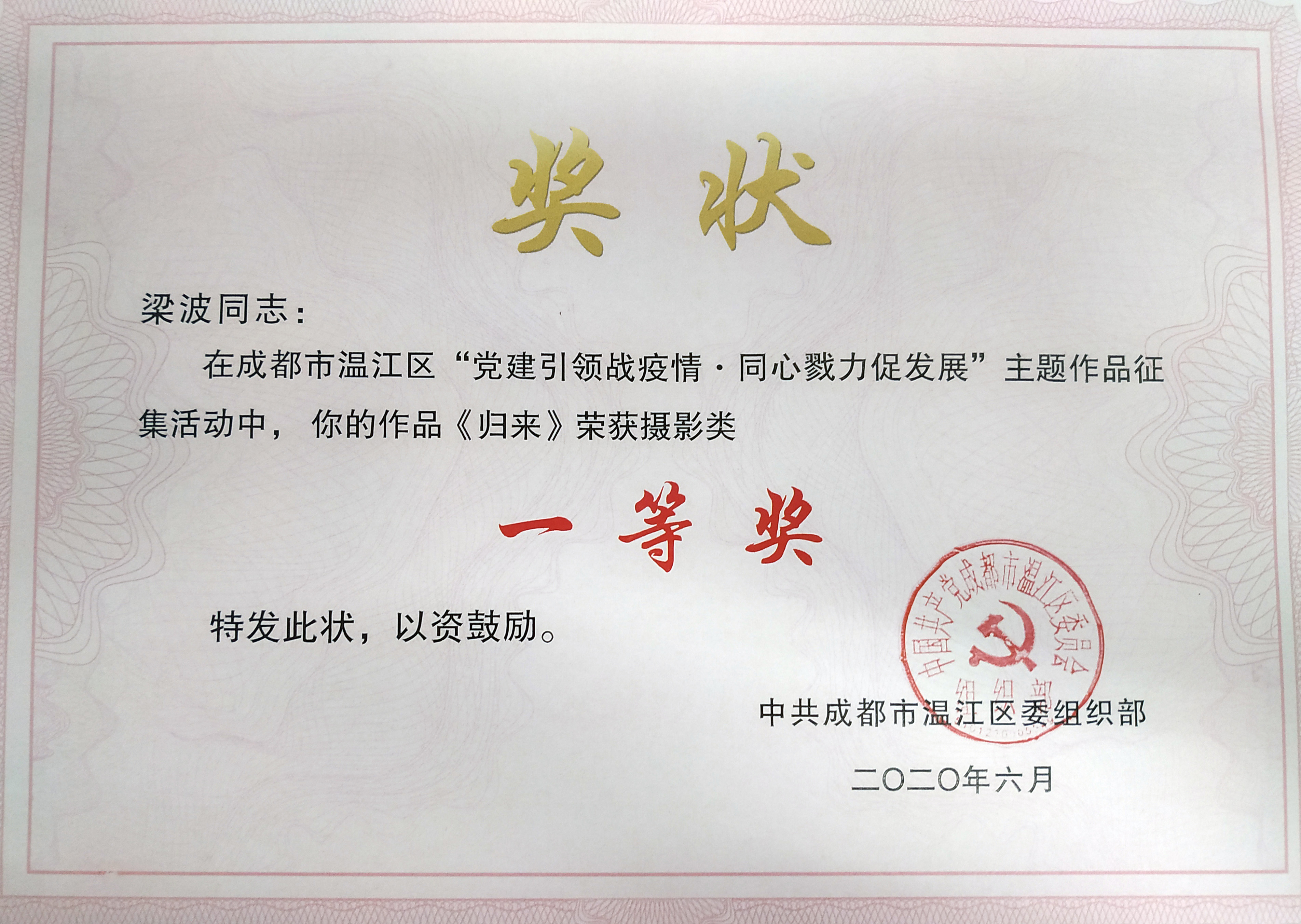 20年“黨建引領戰(zhàn)疫情，同心戮力促發(fā)展主題作品征集活動”一等獎“.jpg